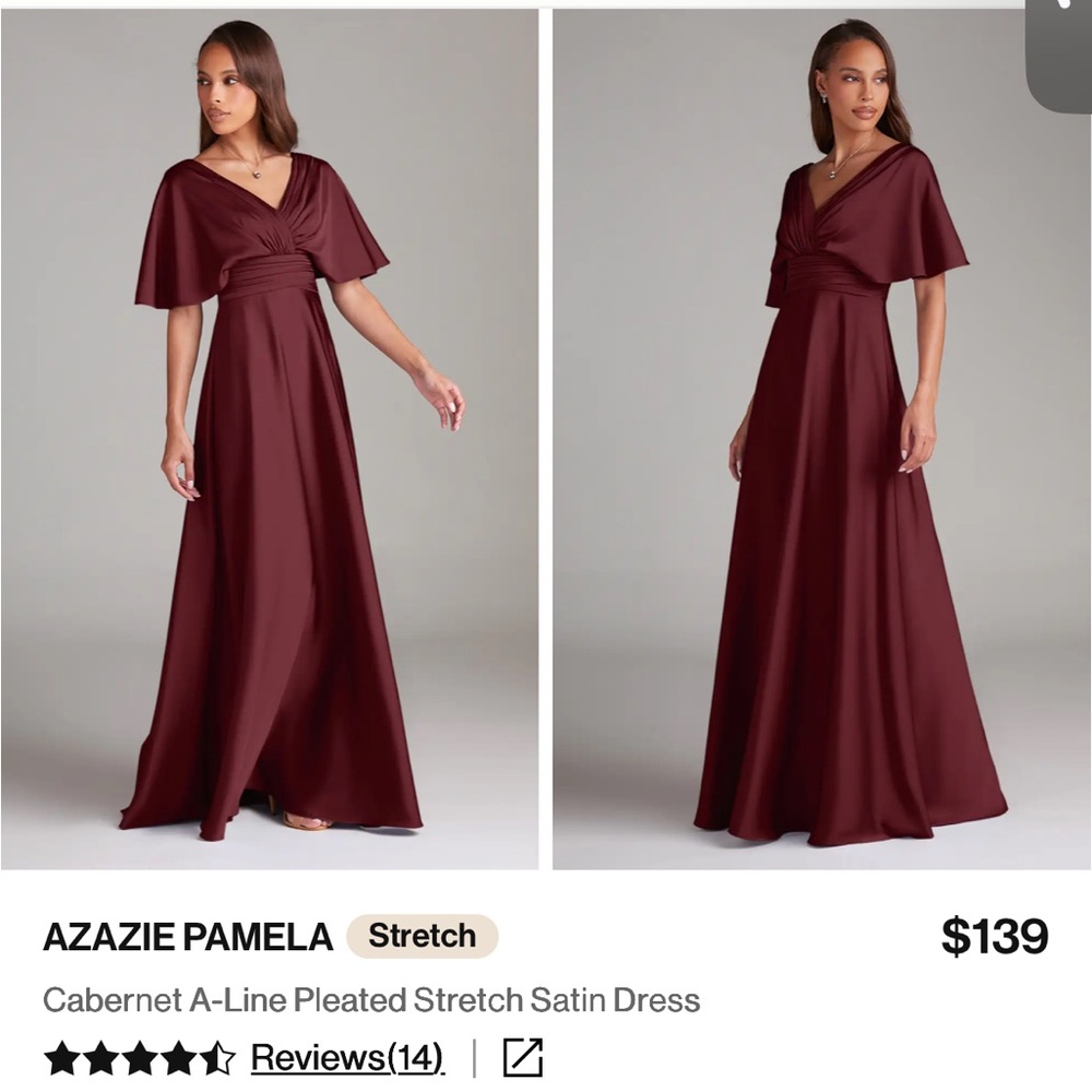 Azazie Pamela Burgundy A-Line Gown